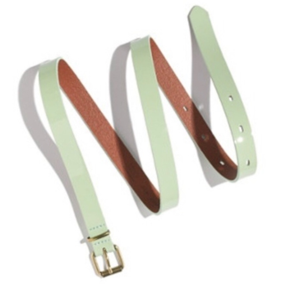 madewell patent leather mint green belt